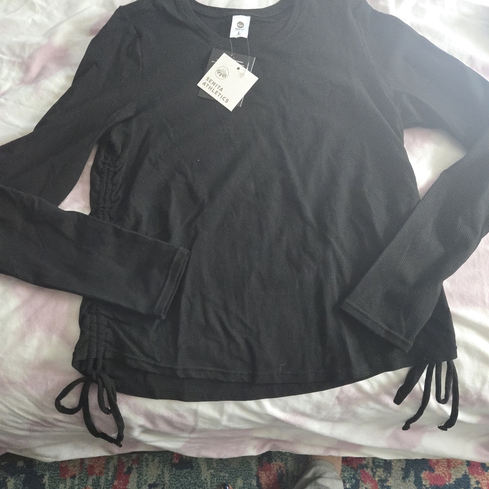 Senita Athletics Black Long Sleeve Top with Side Ties